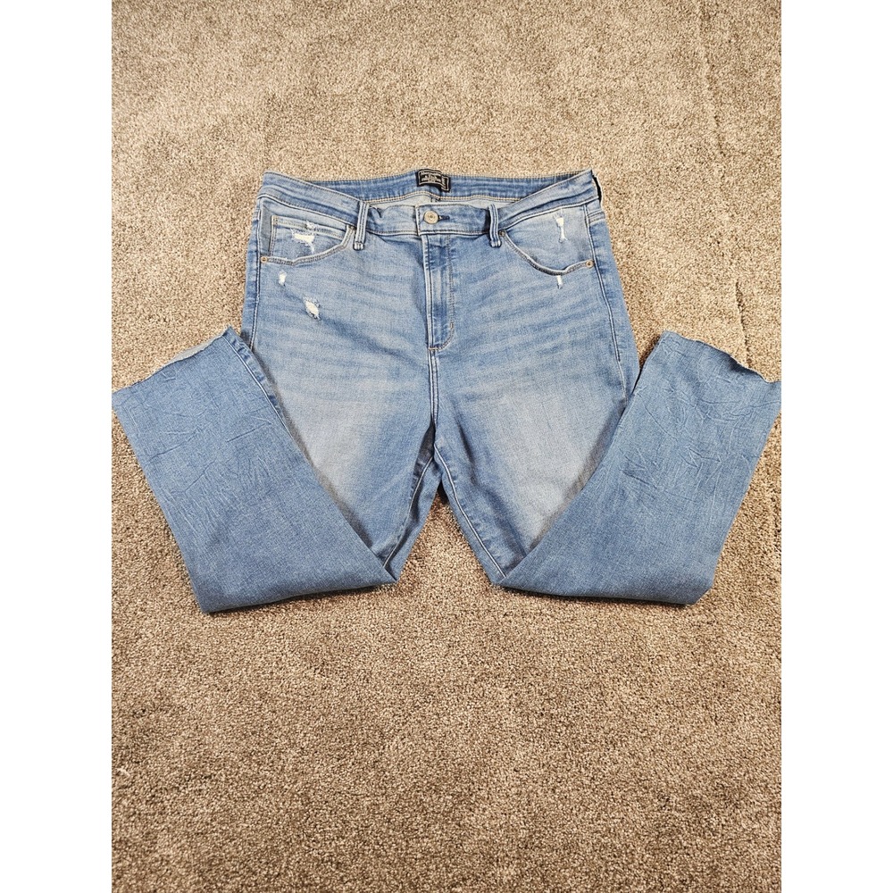 Abercrombie & Fitch Simone High Rise Ankle Distressed Jeans Blue 32 14R - Picture 2 of 15